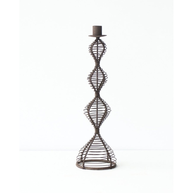 casa-verde-wire-candlestick-dakar-antique-rust-30cm V758-CV05165