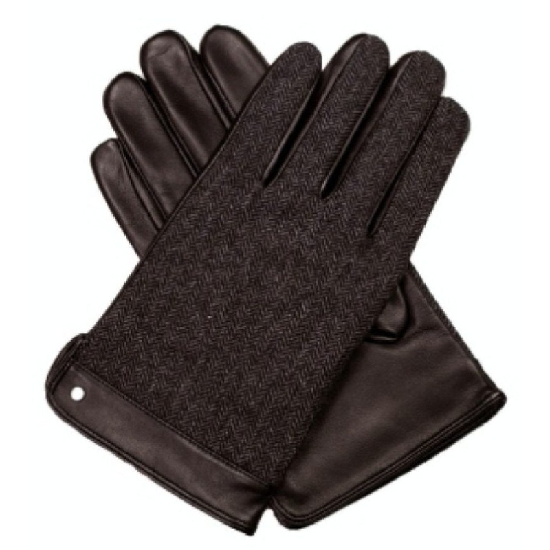 Dents Leather Wool Gloves Fleece Lined Warm Mens Winter Herringbone – Brown – Brown – Small V563-75-0013-BRWN-S
