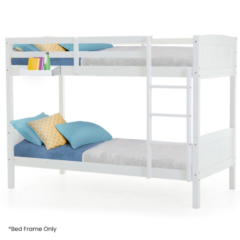 Kingston Slumber Single Bunk Bed Frame Solid Pine Wood Timber, Modular Design, White V219-BEDSBBKS03WA