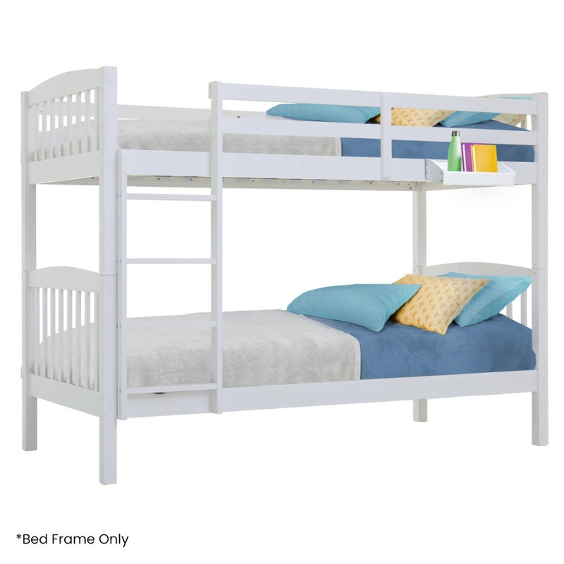 Kingston Slumber Wooden Kids Bunk Bed Frame, with Modular Design that can convert to 2 Single, White V219-BEDSBBKS02WA