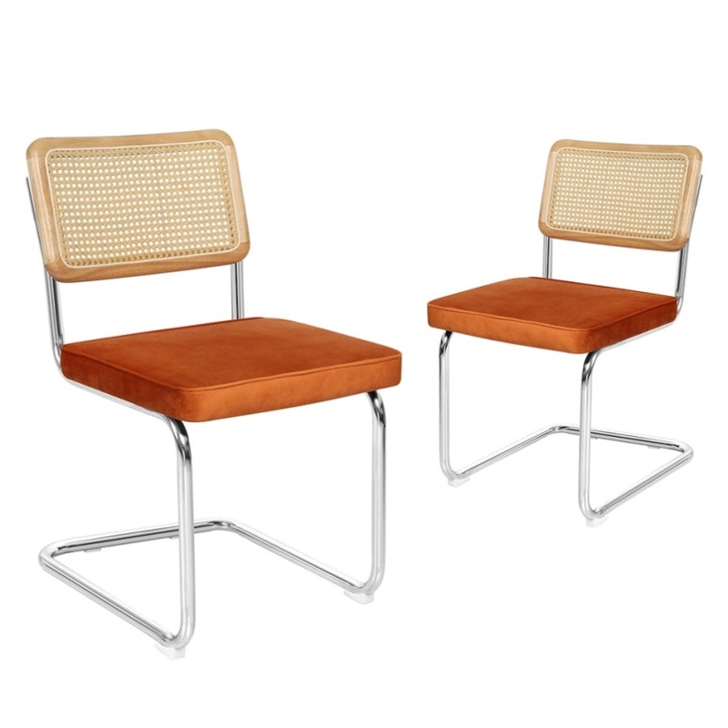 Levede 2xRattan Chair Dining Chairs Orange CH1108-2-BR