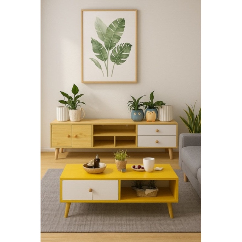 NNECN Modern Living Room TV Stand Table Set V728-CN730864