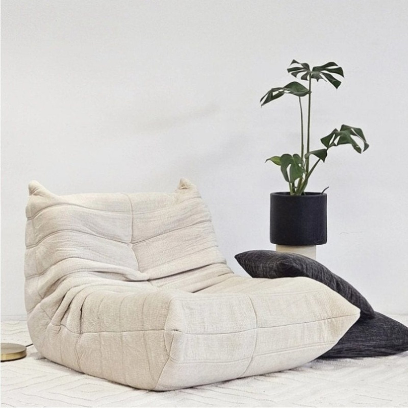Vacuum-Packed, Comfy Mid Century Togo Lounge Sofa Modern Backrest White Corduroy Armless Retro V541-AMCHAIR-TOGO-WH