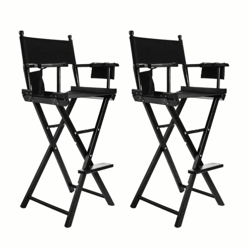 2X Director Movie Folding Tall Chair 76cm DARK HUMOR V274-FT-6015DC-BK2