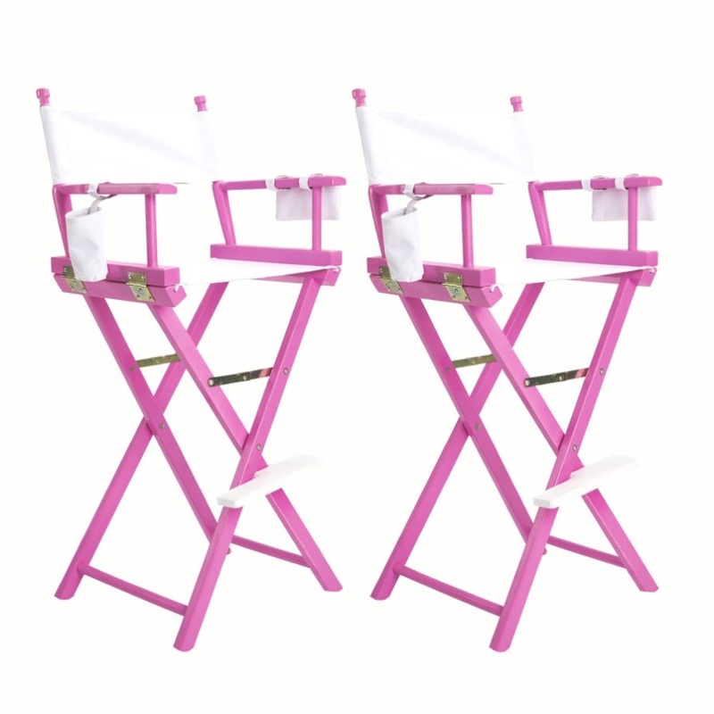 2X Director Movie Folding Tall Chair 76cm PINK HUMOR V274-FT-6015DC-PK2