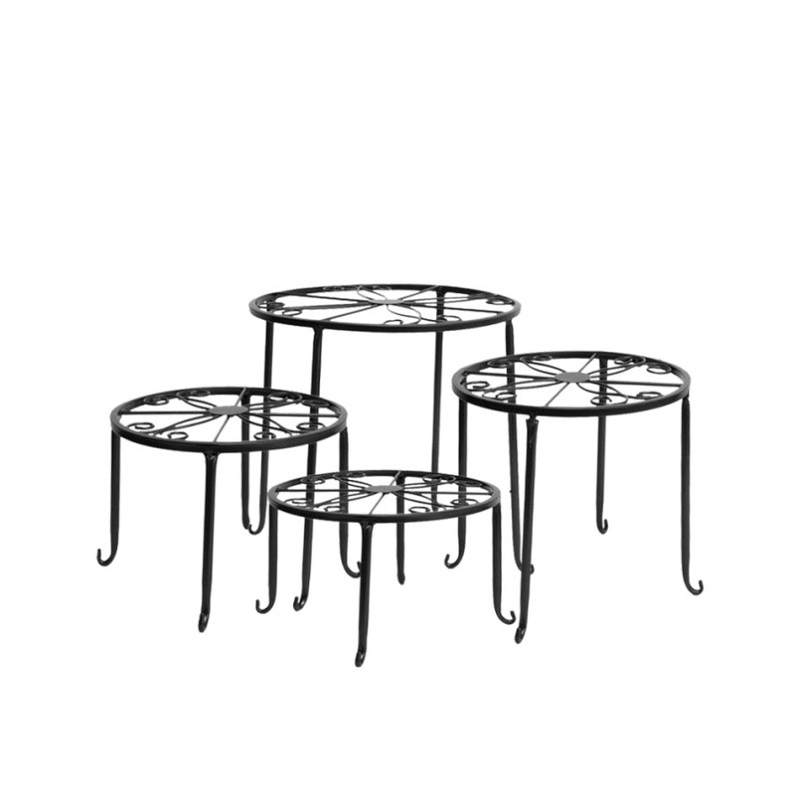 4 x Levede Metal Plant Stand Outdoor Black UM1178-BK