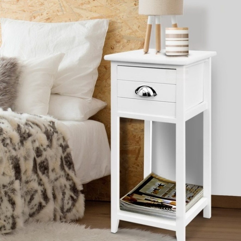 Artiss Bedside Table Vintage – THYME White ST-CAB-1D-VIN-WH