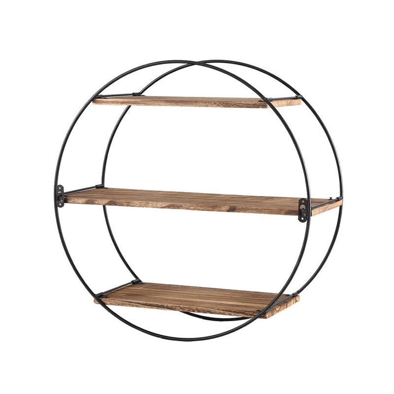 Artiss Floating Wall Shelf Round 3-Tier FUR-S-WALL-RND-3T-WD