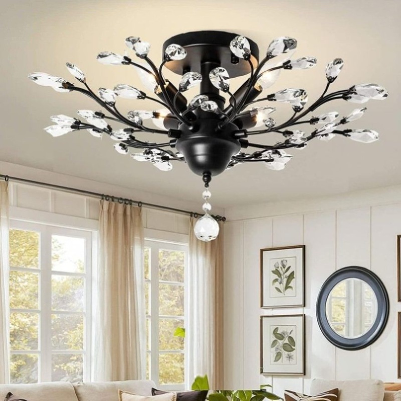 Crystal Chandelier LED Ceiling Light , 4 lights, Black V178-23721