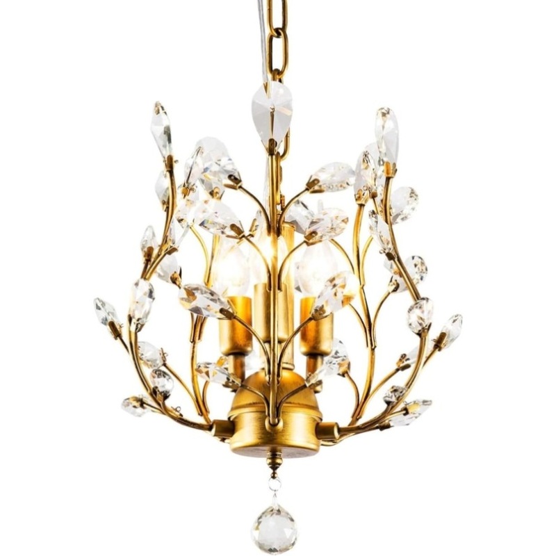 Crystal Chandelier Vintage, 3 Lights, Gold V178-34577