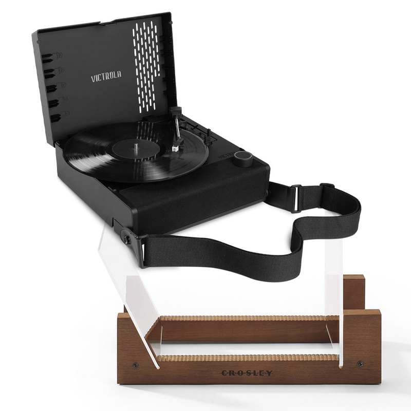 Victrola Revolution Go Turntable – Black + Bundled Crosley Record Storage Display Stand V398-VTR-750SB-BLK-BSS