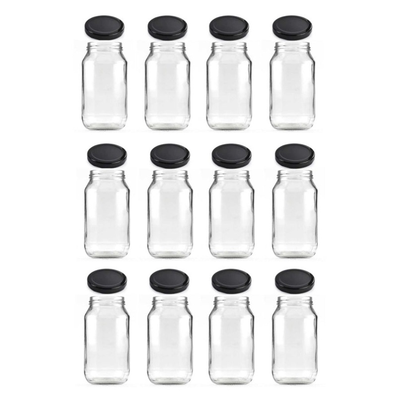 12x 500ml Flint Glass Jars + Twist Lids – Round Food Storage Preserving Jar V238-SUPDZ-39259095597136
