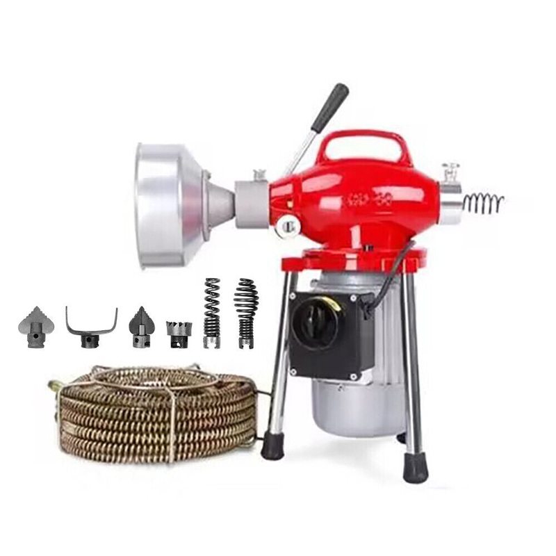 400W Drain Cleaner Electric Eel Rigid Plumbing Sewerage Pipe Machine 6 Cutters V465-53001-1