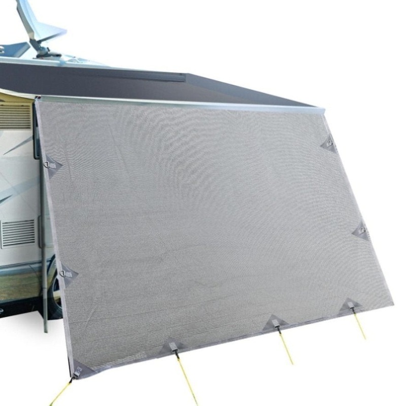 Caravan Privacy Screen Roll Out Awning 4.9×1.95M End Wall Side Sun Shade Grey AWN-CV-B-SS-49