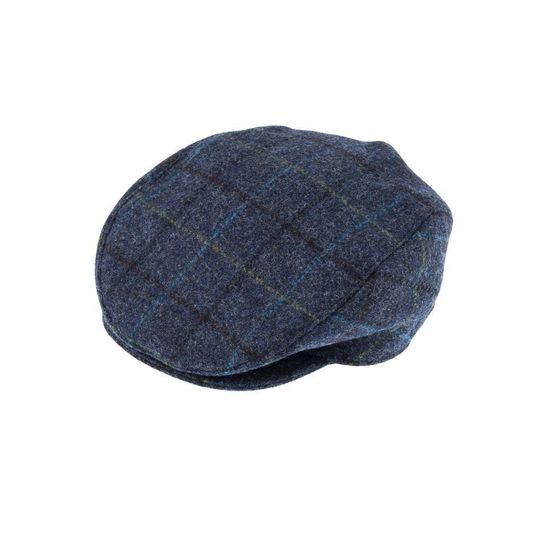 DENTS Abraham Moon Tweed Flat Cap Wool Ivy Hat Driving Cabbie Quilted 1-3038 – Blue – Large V563-1-3038-BLUE-L