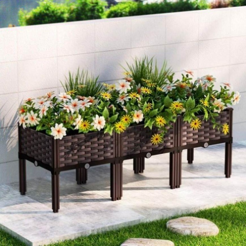 Green Fingers Garden Bed 120x40x36cm PP Planter Box Raised Container Growing Herb GARDEN-PP-120