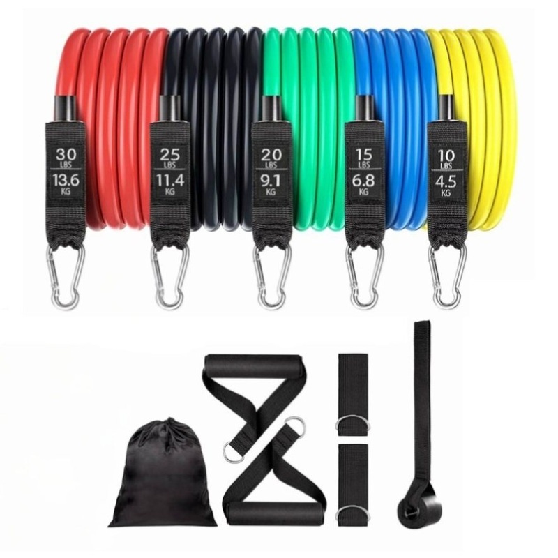 Social Hike Resistance Band Set with Handles – 11pcs Home Workout Kit 4.5-68kg V238-SUPDZ-41187495280720