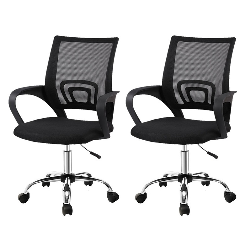 Artiss 2x Mesh Office Chair Mid Back Black OCHAIR-G-2004-BKX2