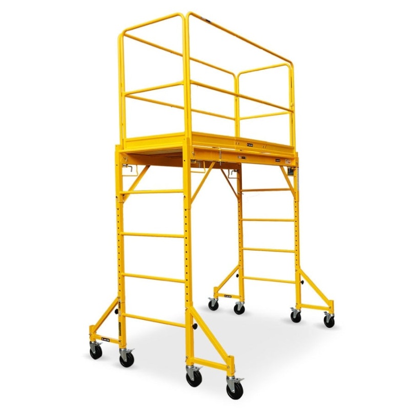 Baumr-AG 1.9 x 0.8 x 1.8m Adjustable Mobile Scaffold Platform, Guard Rail, Outrigger Wheel Set, V219-BAMOTL04A