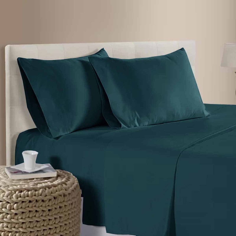 400TC 100% Cotton Sateen Premium Sheet Set 40cm Wall Dark Teal Queen V442-ATX-SHEETS-25COTTON400TC-DARKTEAL-QS