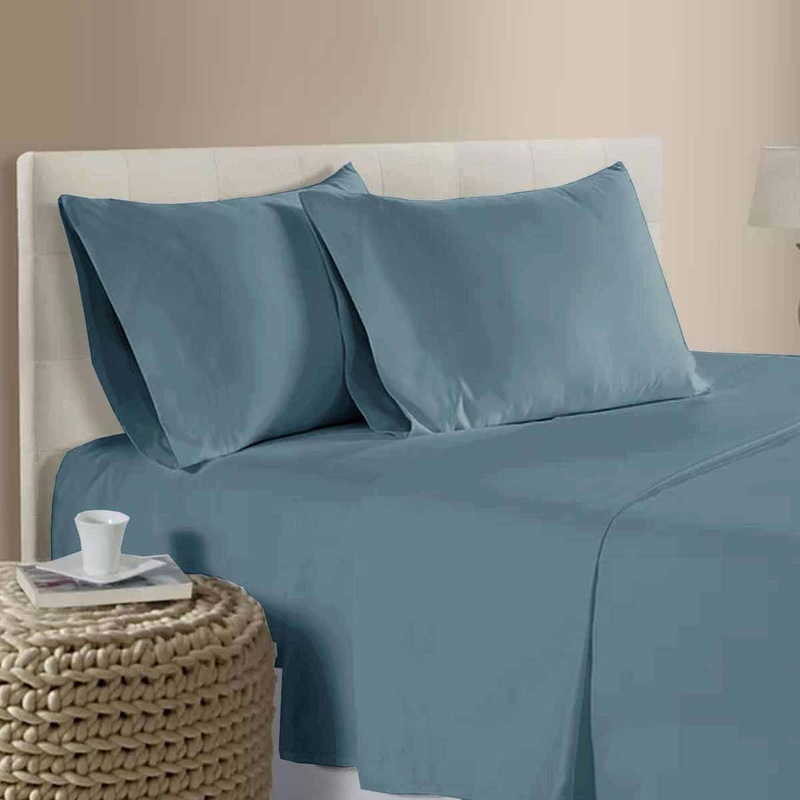 400TC 100% Cotton Sateen Premium Sheet Set 40cm Wall Dusk Blue Queen V442-ATX-SHEETS-25COTTON400TC-DUSKBLUE-QS