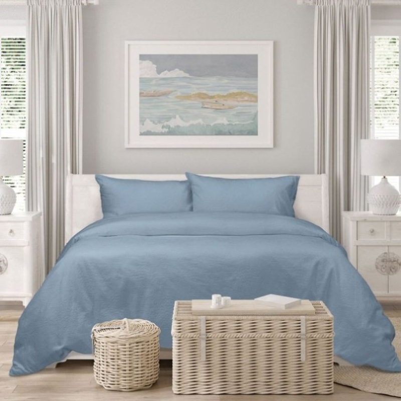 Algodon Romy Blue Cotton Jacquard Quilt Cover Set King V442-INT-QUILTCS-ROMYJACQUARD-BLUE-KI