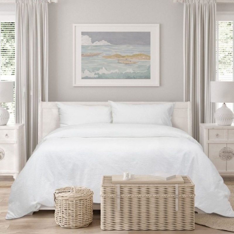Algodon Romy White Cotton Jacquard Quilt Cover Set King V442-INT-QUILTCS-ROMYJACQUARD-WHITE-KI