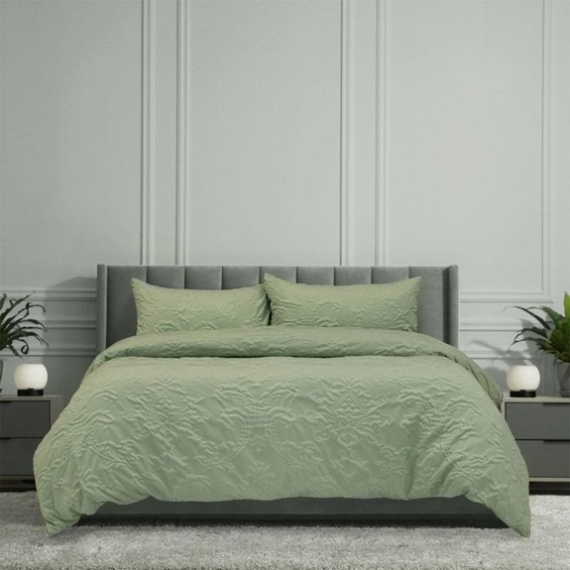 Ardor Adeline Sage Jacquard Damask Quilt Cover Set King V442-INT-QUILTCS-ADELINE-SAGE-KI