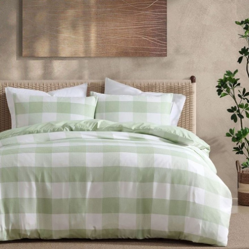 Ardor Ashlea Sage Oversized Waffle Check Quilt Cover Set Queen V442-INT-QUILTCS-ASHLEAWAFFLE-SAGE-QS