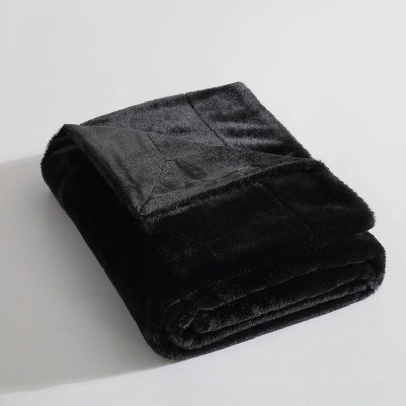 Ardor Benz Faux Fur Soft Plush Throw Rug 130x170cm Black V442-INT-THROW-BENZFAUXFUR-BLACK-RE