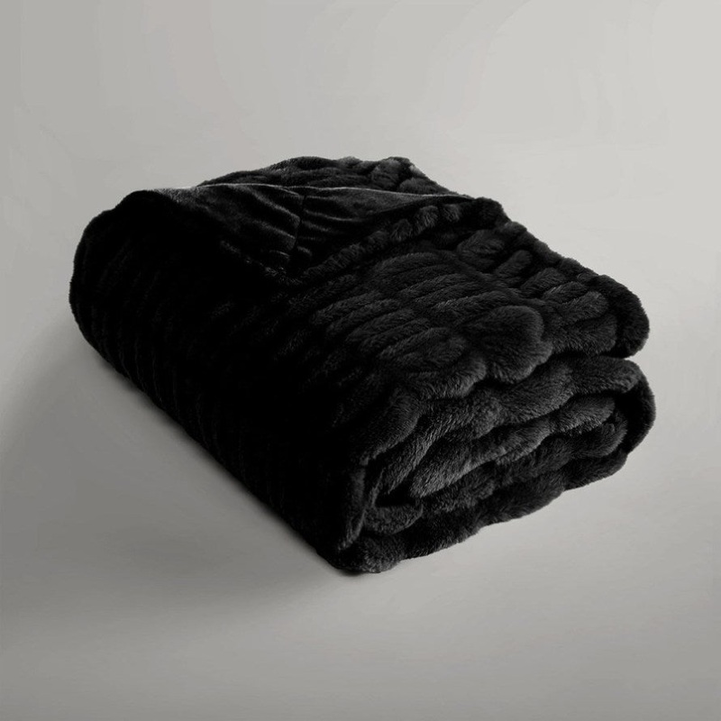 Ardor Clayton Faux Fur Soft Plush Throw Rug 130x170cm Black V442-INT-THROW-CLAYTONFAUXFUR-BLACK-RE