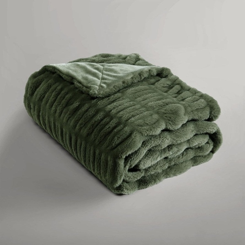 Ardor Clayton Faux Fur Soft Plush Throw Rug 130x170cm Khaki V442-INT-THROW-CLAYTONFAUXFUR-KHAKI-RE