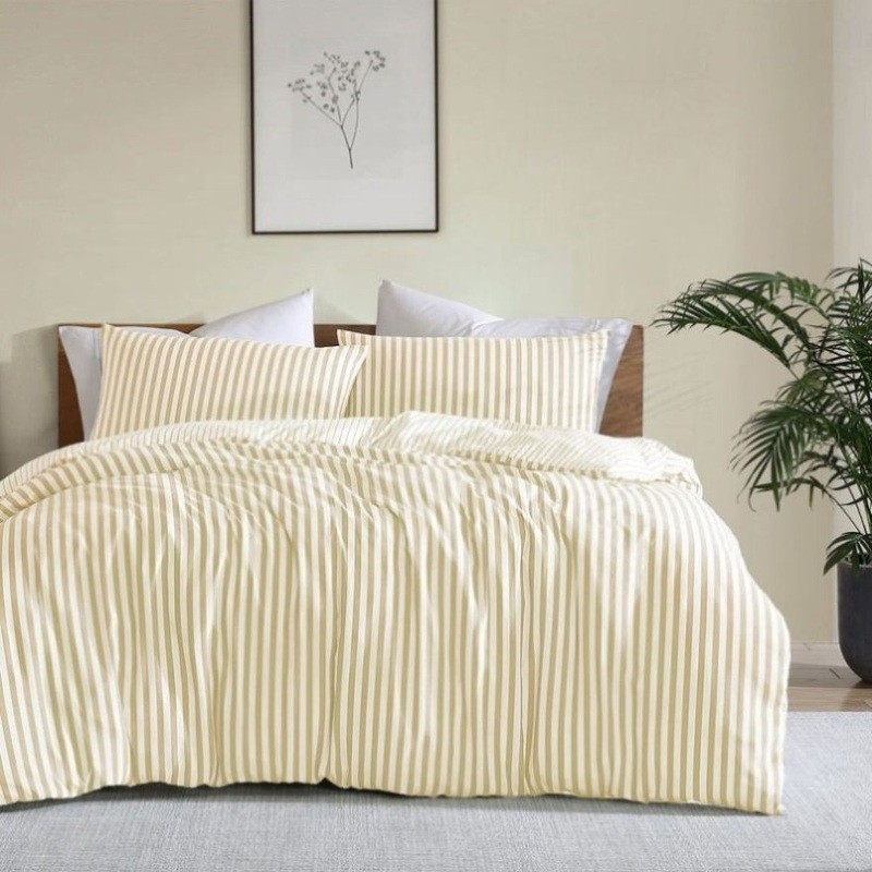 Ardor Frankie Yellow Stripe Yarn Dyed Reversible Quilt Cover Set King V442-INT-QUILTCS-FRANKIESTRIPE-YELLOW-KI