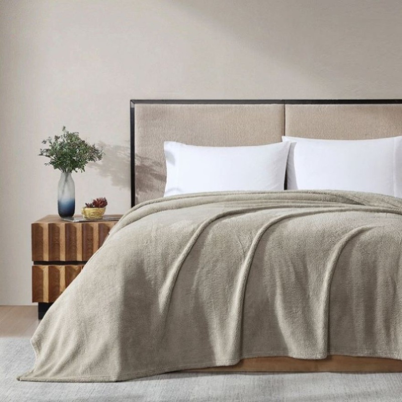 Ardor Teddy Natural Ultra Soft Cozy Fleece Blanket Queen V442-INT-BLANKET-TEDDY-NATURAL-QS