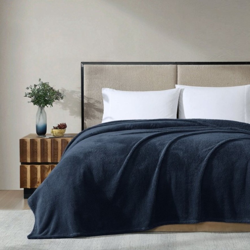 Ardor Teddy Navy Ultra Soft Cozy Fleece Blanket Queen V442-INT-BLANKET-TEDDY-NAVY-QS