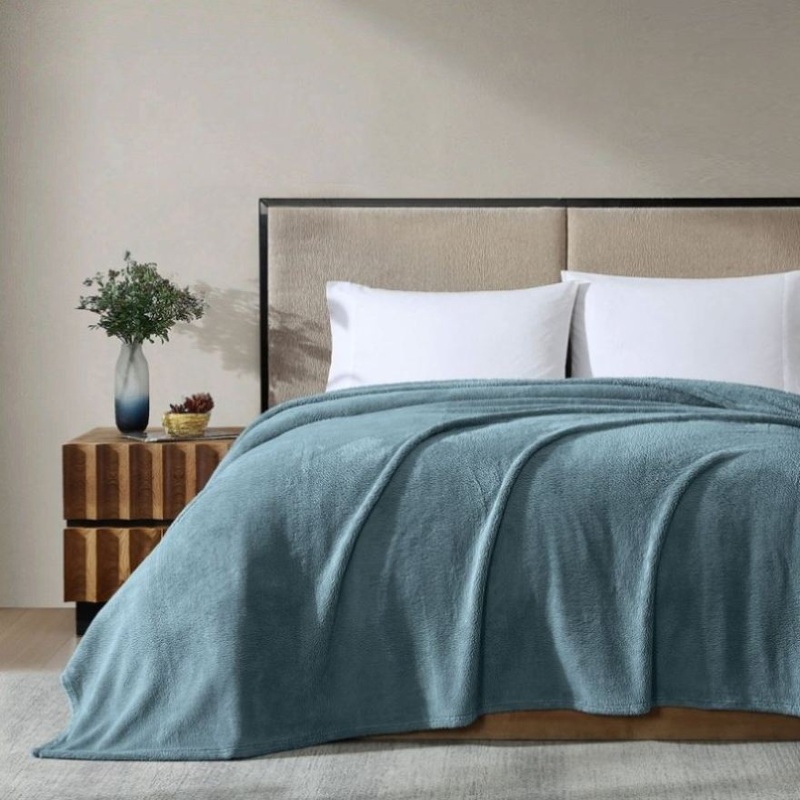 Ardor Teddy Sea Mist Ultra Soft Cozy Fleece Blanket Queen V442-INT-BLANKET-TEDDY-SEAMIST-QS