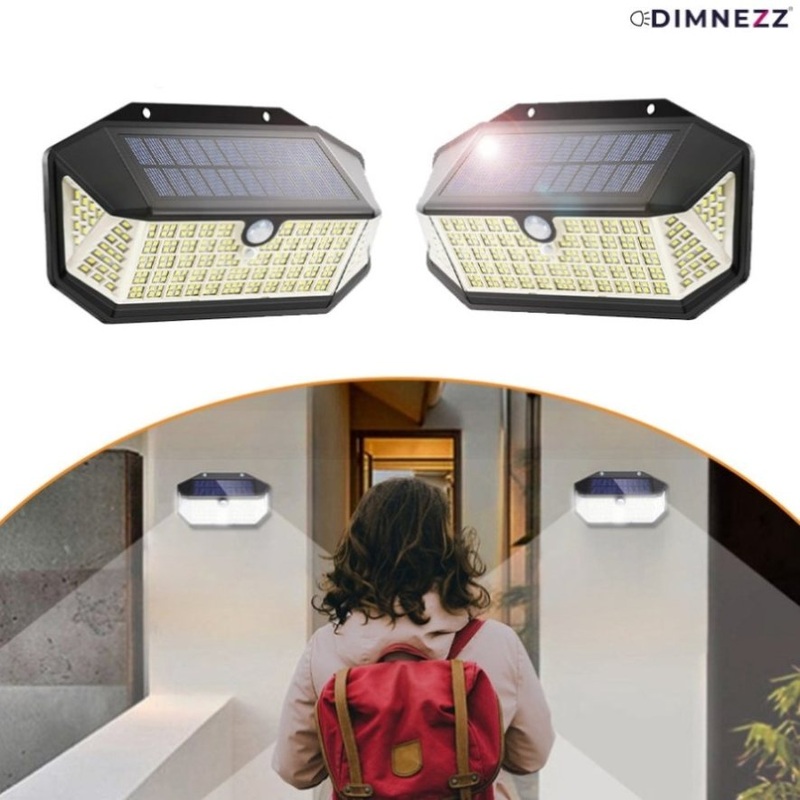Dimnezz 5-Sided Human Induction Outdoor Garden LED Lamp V1003-DMS103-OSL120LED-BK-2PK