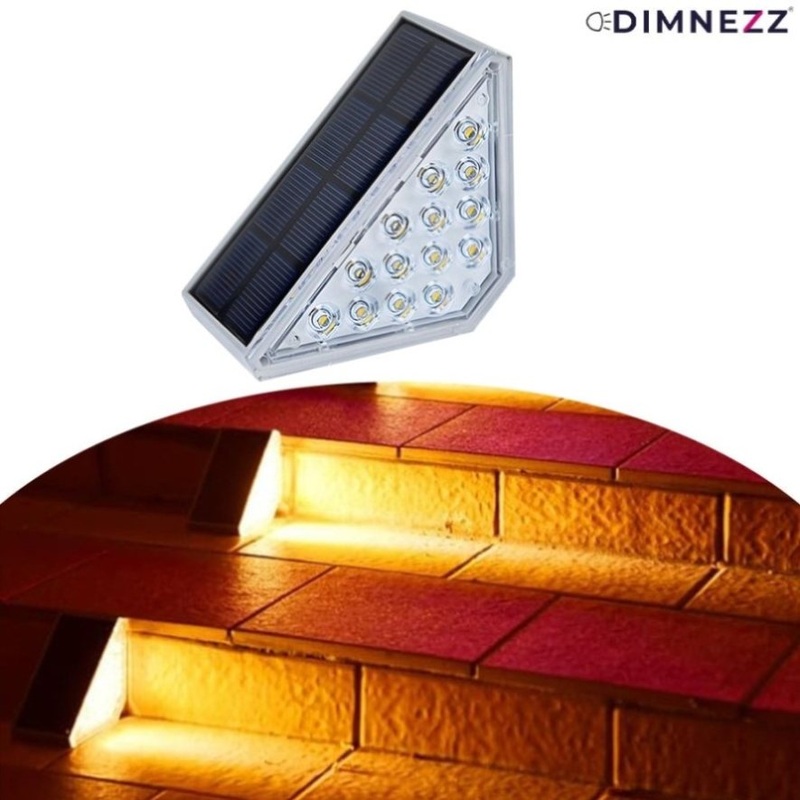 Dimnezz Solar Warm White Triangle Step Lights V1003-DMS101-SOSL80LM-WRMWHT-4PK
