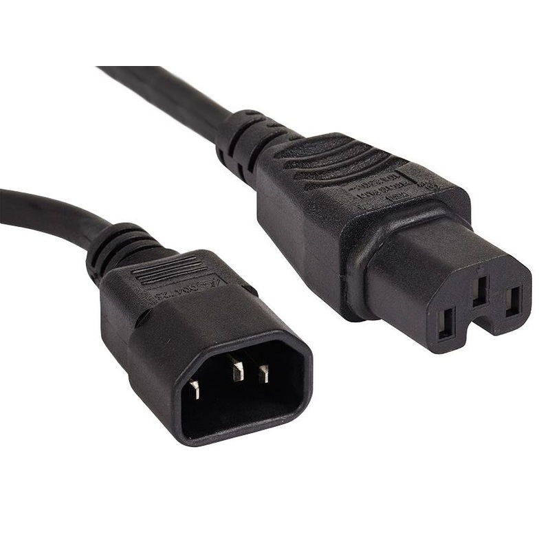 1.5m IEC C14 to C15 High Temperature Extension Cable | Black 011.180.1106