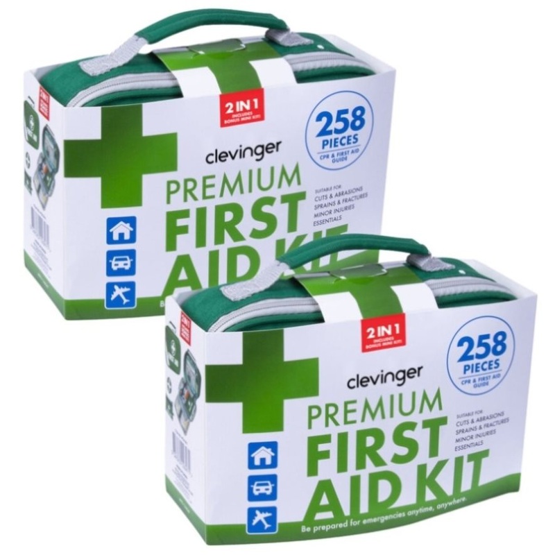 2x 258pcs Premium First Aid Kit Medical Travel Set Emergency Family Safety V563-PE0257-2X