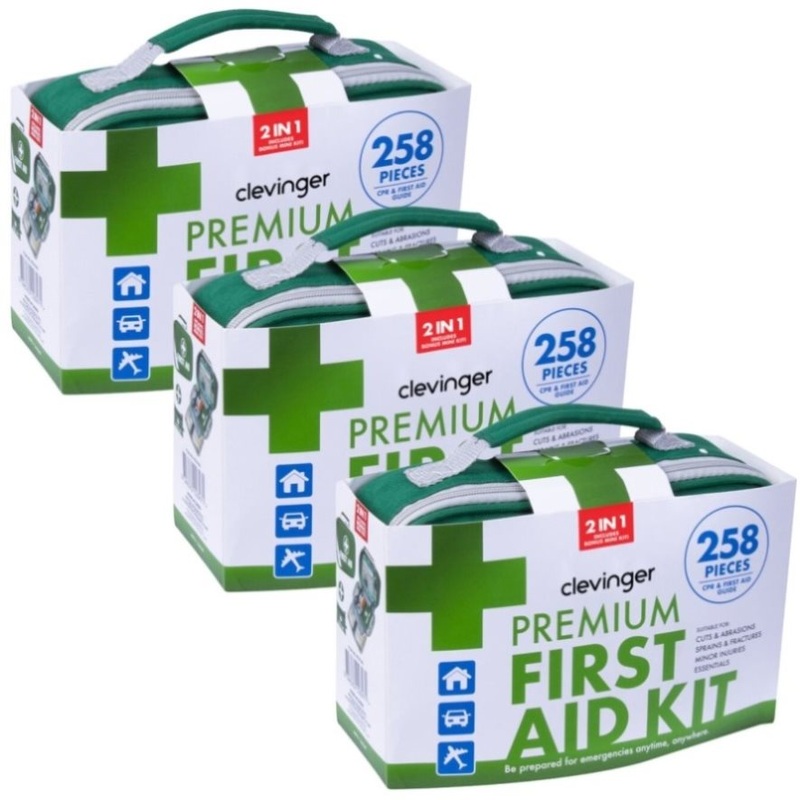 3x 258pcs Premium First Aid Kit Medical Travel Set Emergency Family Safety V563-PE0257-3X