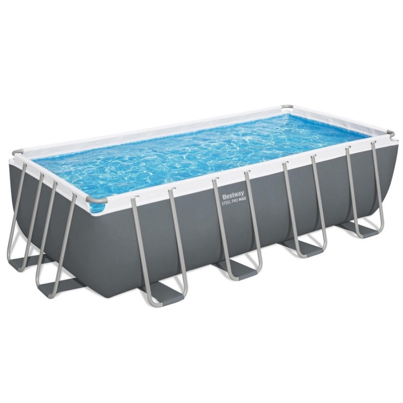 Bestway Swimming Pool Steel Frame Pool Set w/ Filter Pump Ladder Cover 488x244cm BW-POOL-SQ-488-56672
