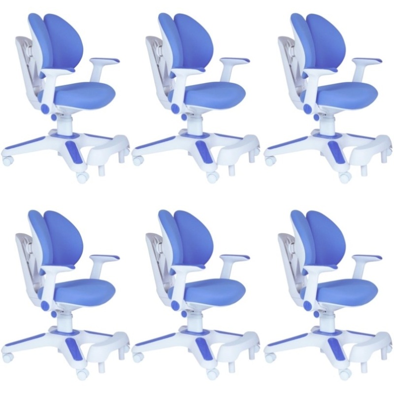 Ergonomic Children Kids Study Chair Set of 6 Height Adjustable – Blue V563-68303_6X