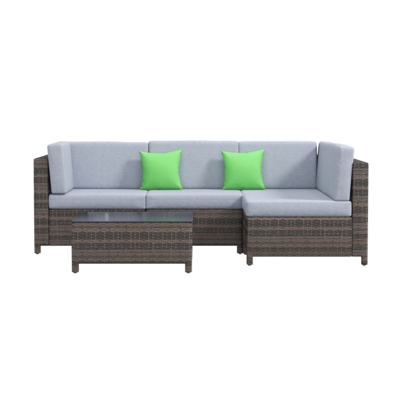 Milano Outdoor 5 PC Rattan Sofa Set Colour Oatmeal Seat & Black Coating ABM-10001720