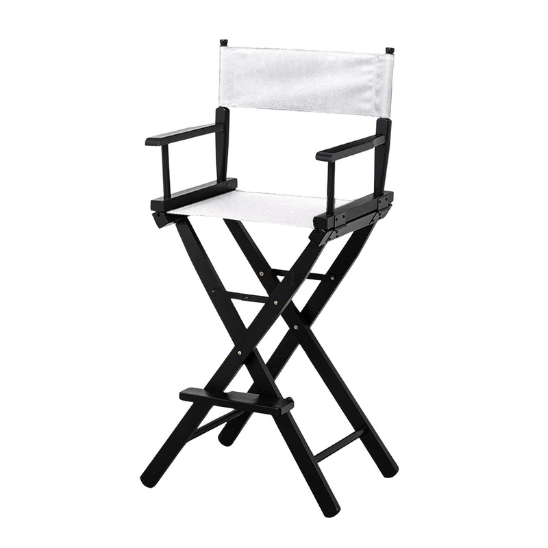 Sarantino Tall Directors Chair Bar Stool Seat – White WDC-JOY-WH