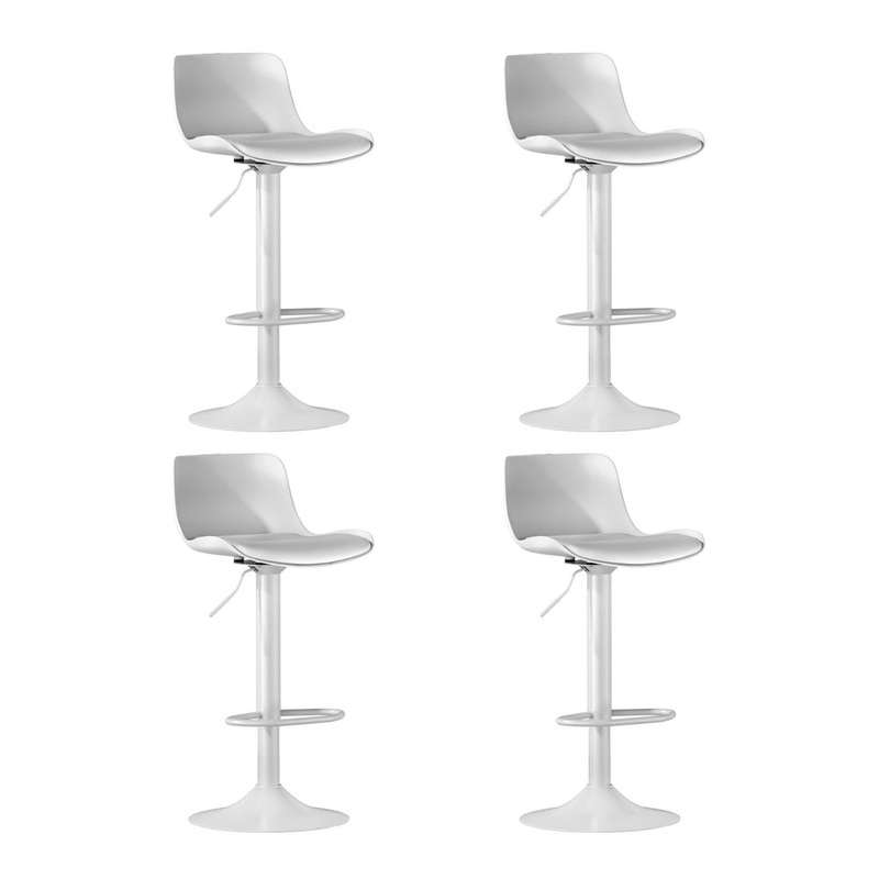 4x Artiss Bar Stools Kitchen Swivel Gas Lift Stool Leather Dining Chairs White BA-KJ-GL-BPP-SPU-WHX4