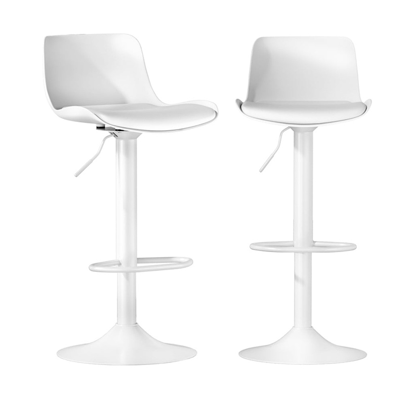 Artiss Bar Stools Kitchen Swivel Gas Lift Stool Leather Dining Chairs White x2 BA-KJ-GL-BPP-SPU-WHX2