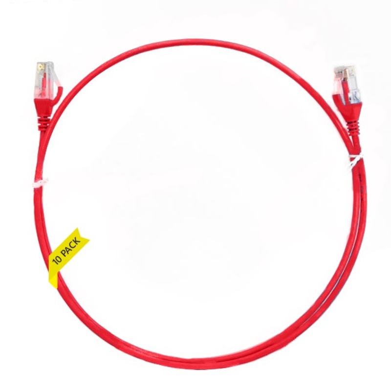 0.5mCAT6 Ultra Thin LSZH Ethernet Network Cable |10 Pack Red 004.004.1002.10PACK