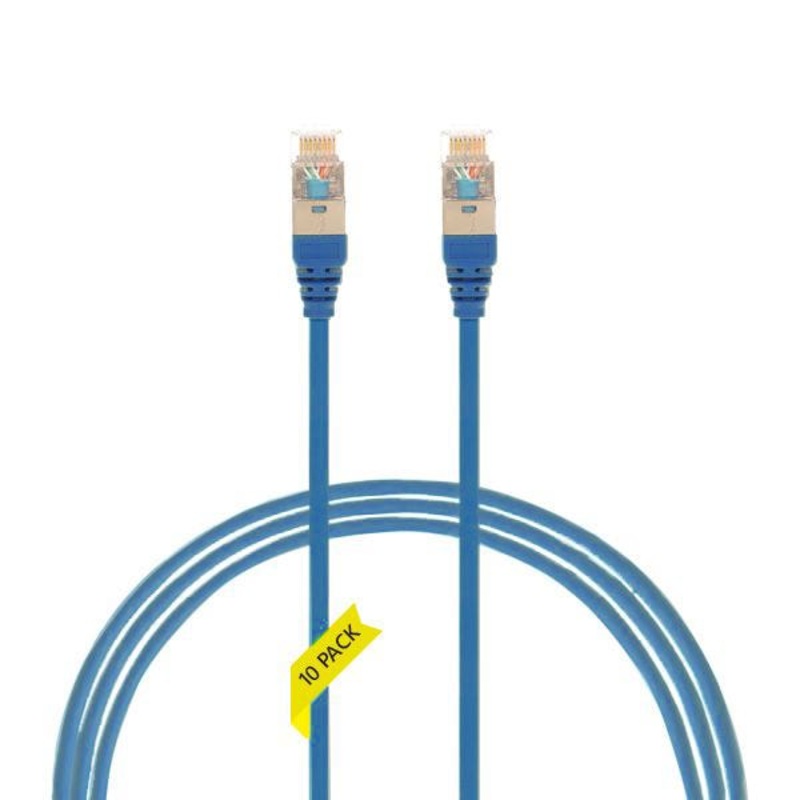 1m CAT6A RJ45 S/FTP THIN LSZH 30 AWG Network Cable | 10 Pack Blue 004.300.0003.10PACK