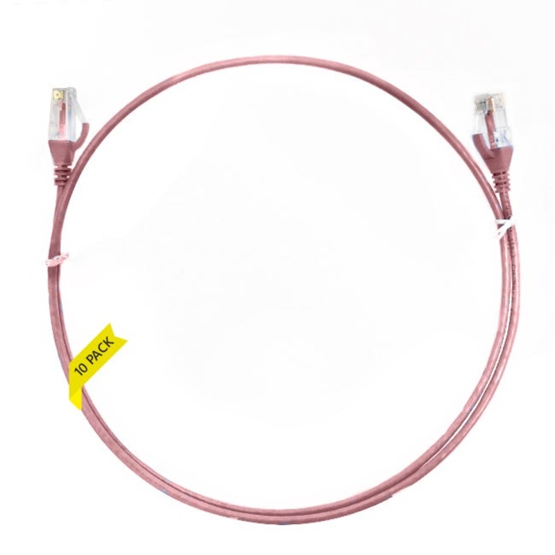 2.5mCAT6 Ultra Thin LSZH Ethernet Network Cable |10 Pack Pink 004.004.7017.10PACK